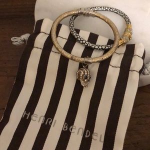 Henri Bendel double leather bracelets, Skull